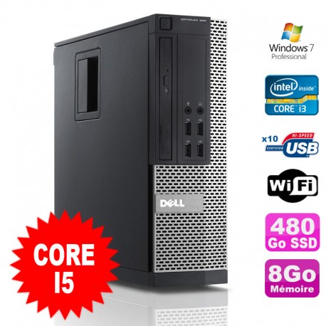 PC Dell Optiplex 990 SFF I5-2400 3.1GHz 8Go Disque 480Go SSD DVD Wifi W7