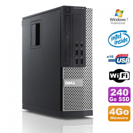 PC Dell Optiplex 990 SFF Intel G630 2.7GHz 4Go Disque 240Go SSD DVD Wifi W7