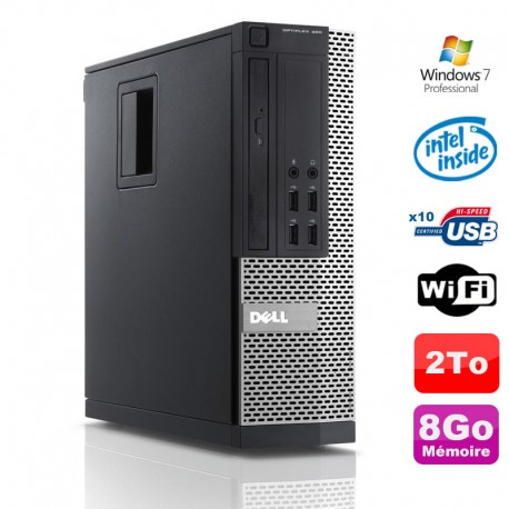 PC Dell Optiplex 990 SFF Intel G630 2.7GHz 8Go Disque 2000Go DVD Wifi W7