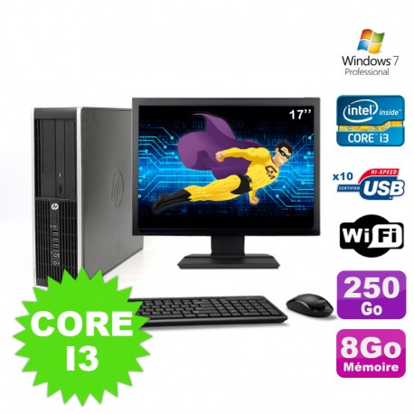 Lot PC HP Compaq Elite 8100 SFF Core I3-530 8Go 250Go DVD WIFI W7 + Ecran 17"