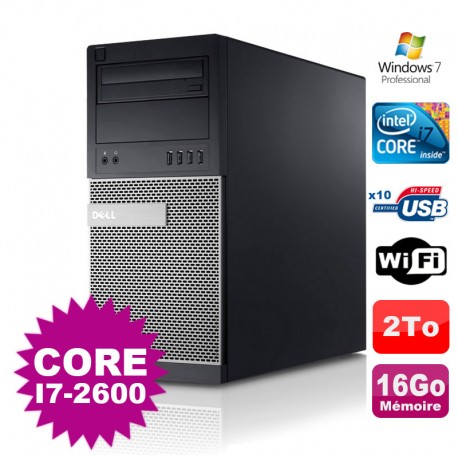 PC Tour Dell Optiplex 990 MT I7-2600 3.4GHz 16Go Disque 2000Go Graveur Wifi W7