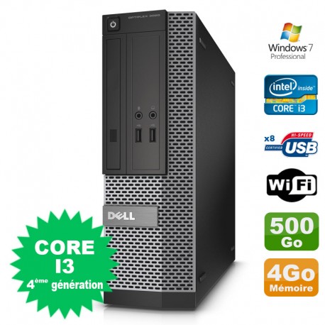 PC Dell Optiplex 3020 SFF Core I3-4130 3.4GHz 4Go Disque 500Go DVD Wifi W7