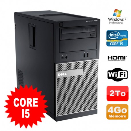 PC Tour DELL Optiplex 3010 MT Intel I5-2400 Graveur 4Go 2000Go HDMI Wifi W7