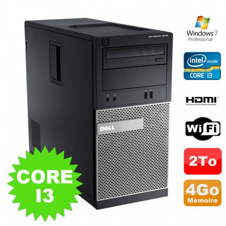 PC Tour DELL Optiplex 3010 MT Intel I3-2120 Graveur 4Go 2000Go HDMI Wifi W7