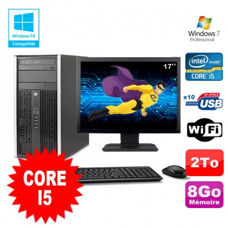 Lot PC Tour HP 8200 Core I5 3.1Ghz 8Go 2To Graveur WIFI W7 + Ecran 17