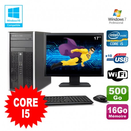 Lot PC Tour HP 8200 Core I5 3.1Ghz 16Go 500Go Graveur WIFI W7 + Ecran 17