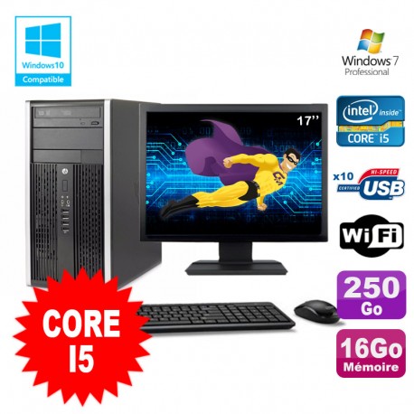 Lot PC Tour HP 8200 Core I5 3.1Ghz 16Go 250Go Graveur WIFI W7 + Ecran 17