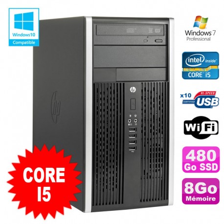 PC Tour HP Elite 8200 Core I5 3.1Ghz 8Go Disque 480Go SSD Graveur WIFI Win 7