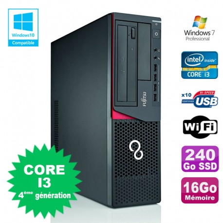 PC Fujitsu E720 E85+ SFF Core I3-4130 3.4GHz 16Go 240Go Graveur WIFI W7