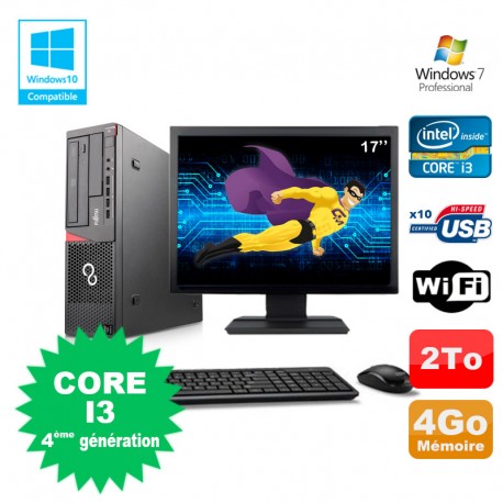 Lot PC Fujitsu E720 E85+ I3-4130 3.4GHz 4Go 2000Go Graveur WIFI W7 + Ecran 17"