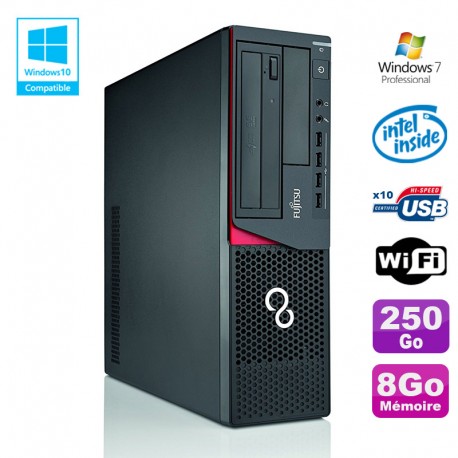 PC Fujitsu E720 E85+ SFF G3220 3GHz 8Go 250Go Graveur WIFI W7