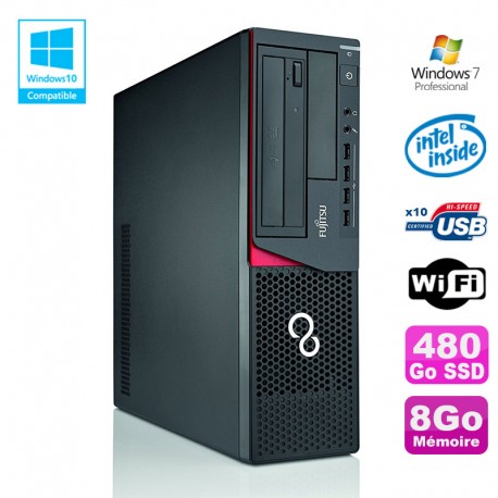 PC Fujitsu E720 E85+ SFF G3220 3GHz 8Go 480Go Graveur WIFI W7