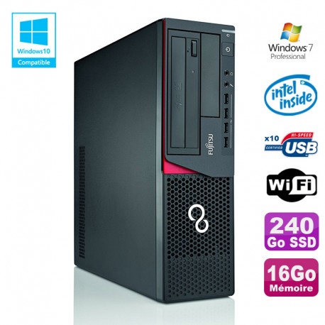 PC Fujitsu E720 E85+ SFF G3220 3GHz 16Go 240Go Graveur WIFI W7