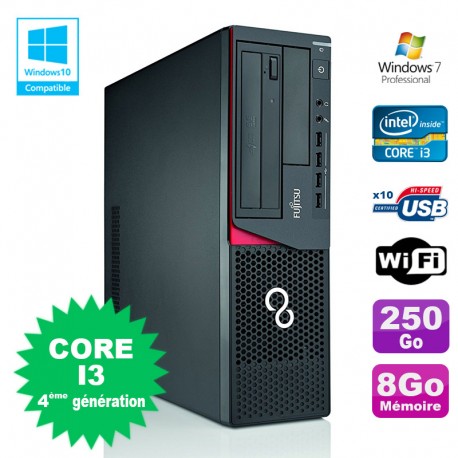 PC Fujitsu E720 E85+ SFF Core I3-4130 3.4GHz 8Go 250Go Graveur WIFI W7