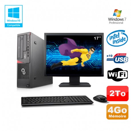 Lot PC Fujitsu E720 E85+ G3220 3GHz 4Go 2000Go Graveur WIFI W7 + Ecran 17"