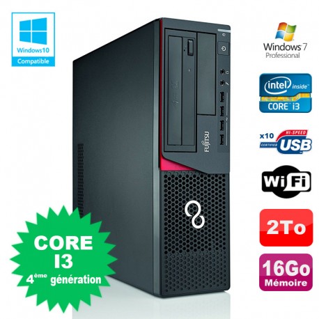 PC Fujitsu E720 E85+ SFF Core I3-4130 3.4GHz 16Go 2000Go Graveur WIFI W7