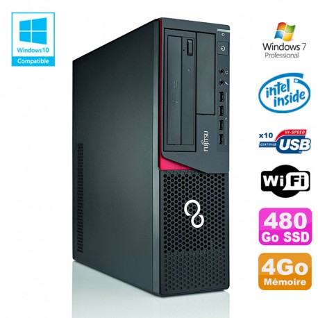 PC Fujitsu E720 E85+ SFF G3220 3GHz 4Go 480Go Graveur WIFI W7