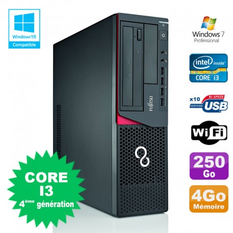 PC Fujitsu E720 E85+ SFF Core I3-4130 3.4GHz 4Go 250Go Graveur WIFI W7