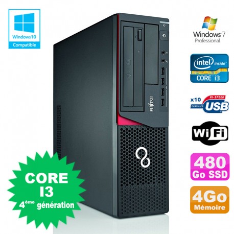 PC Fujitsu E720 E85+ SFF Core I3-4130 3.4GHz 4Go 480Go Graveur WIFI W7