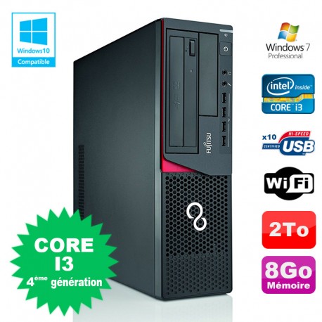 PC Fujitsu E720 E85+ SFF Core I3-4130 3.4GHz 8Go 2000Go Graveur WIFI W7