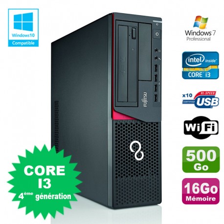 PC Fujitsu E720 E85+ SFF Core I3-4130 3.4GHz 16Go 500Go Graveur WIFI W7