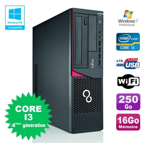 PC Fujitsu E720 E85+ SFF Core I3-4130 3.4GHz 16Go 250Go Graveur WIFI W7