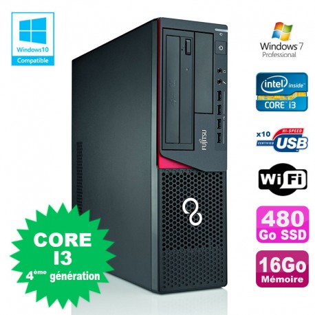 PC Fujitsu E720 E85+ SFF Core I3-4130 3.4GHz 16Go 480Go Graveur WIFI W7