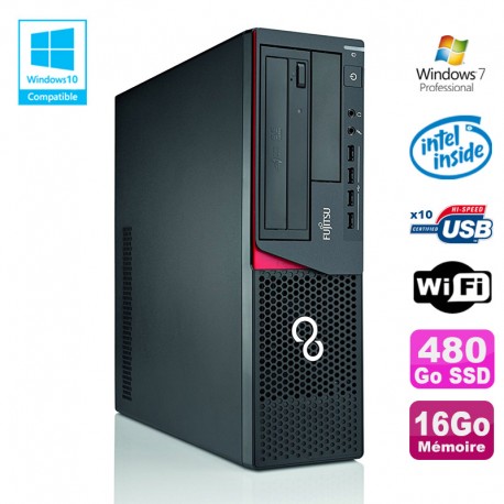 PC Fujitsu E720 E85+ SFF G3220 3GHz 16Go 480Go Graveur WIFI W7