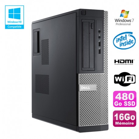 PC DELL Optiplex 390 DT G630 2.7Ghz 16Go 480Go SSD DVD WIFI HDMI W7