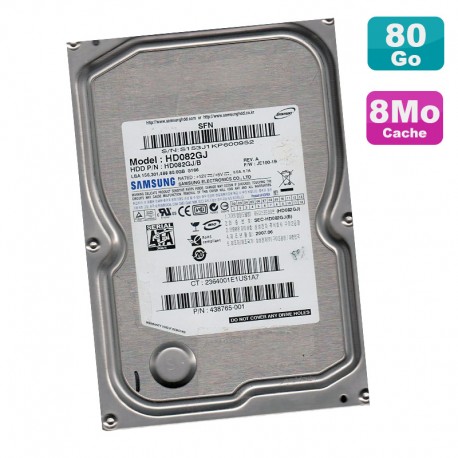 Disque Dur 80Go SATA 3,5" Samsung Storm1 HD082GJ/B RevA JE100-19 7200RPM 8Mo