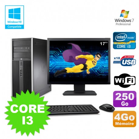 Lot PC Tour HP 8200 Core I3-2120 4Go 250Go Graveur WIFI W7 + Ecran 17