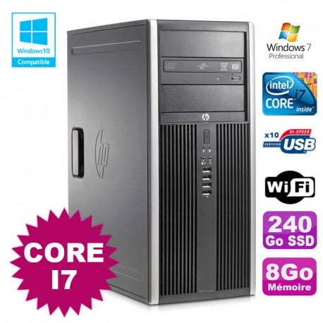 PC Tour HP Elite 8100 MT Core I7-860 8Go 240Go SSD Graveur WIFI Win 7