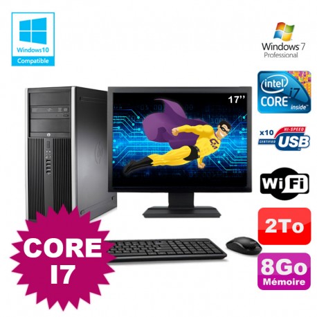 Lot PC Tour HP 8100 MT Core I7-860 8Go 2To Graveur WIFI W7 + Ecran 17"