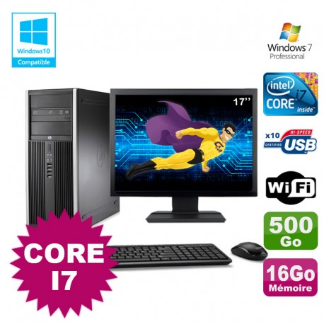 Lot PC Tour HP 8100 MT Core I7-860 16Go 500Go Graveur WIFI W7 + Ecran 17"