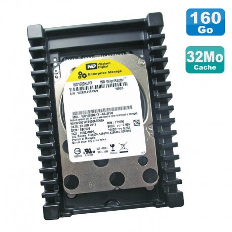 Disque Dur 160Go SATA 2.5" WD VelociRaptor WD1600HLHX-60JJPV0 Rack IcePack 3.5"