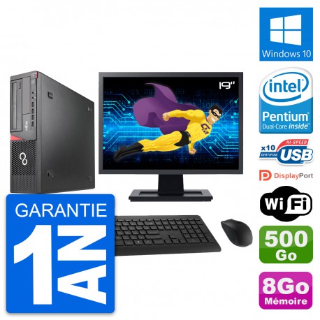 PC Fujitsu E920 DT Ecran 19" Intel G3220 RAM 8Go Disque 500Go Windows 10 Wifi