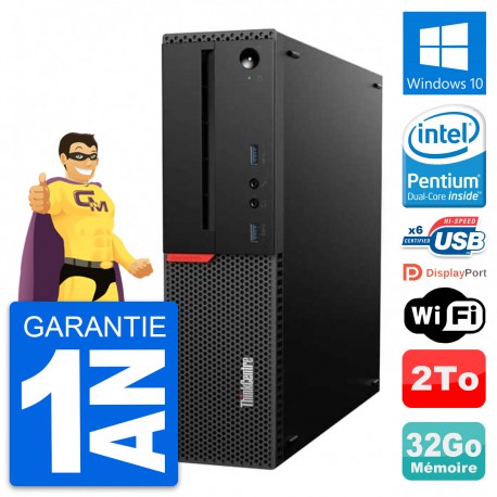 PC Lenovo ThinkCentre M700 SFF Intel G4400 RAM 32Go Disque 2To Windows 10 Wifi