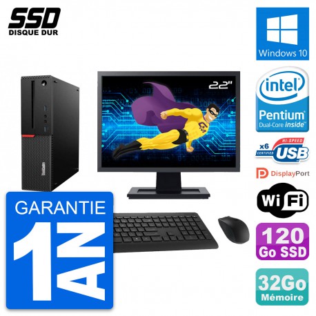 PC Lenovo M700 SFF Ecran 22" Intel G4400 RAM 32Go SSD 120Go Windows 10 Wifi