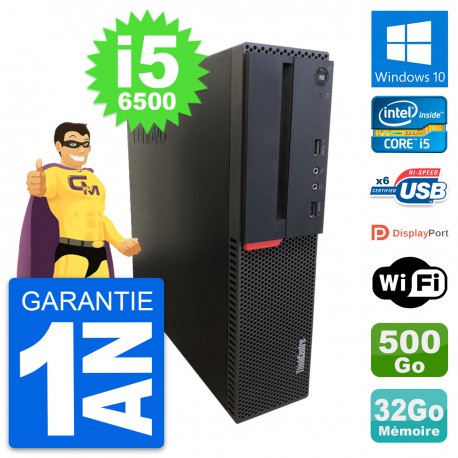 PC Lenovo ThinkCentre M700 SFF i5-6500 RAM 32Go Disque 500Go Windows 10 Wifi