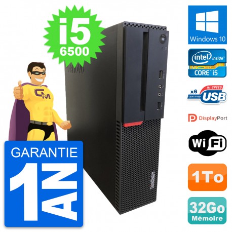 PC Lenovo ThinkCentre M700 SFF Intel i5-6500 RAM 32Go Disque 1To Windows 10 Wifi