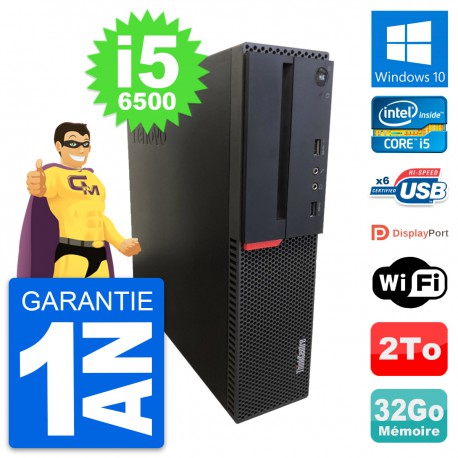 PC Lenovo ThinkCentre M700 SFF Intel i5-6500 RAM 32Go Disque 2To Windows 10 Wifi