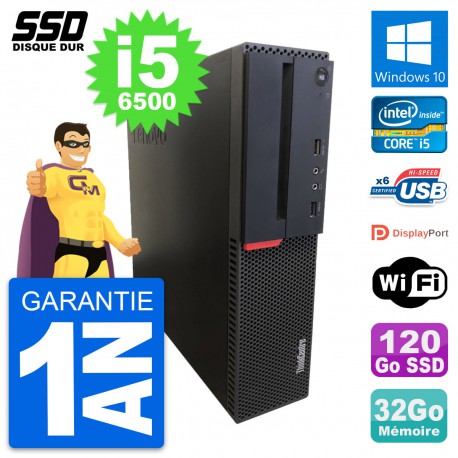 PC Lenovo ThinkCentre M700 SFF Intel i5-6500 RAM 32Go SSD 120Go Windows 10 Wifi