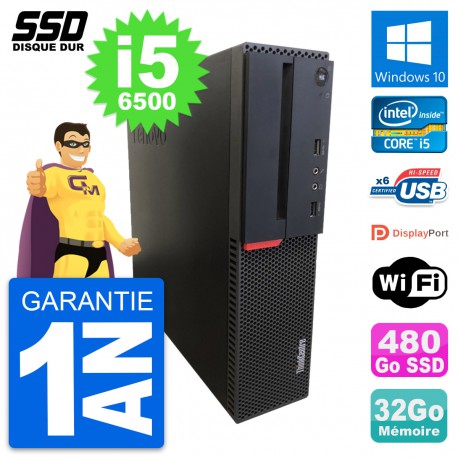 PC Lenovo ThinkCentre M700 SFF Intel i5-6500 RAM 32Go SSD 480Go Windows 10 Wifi