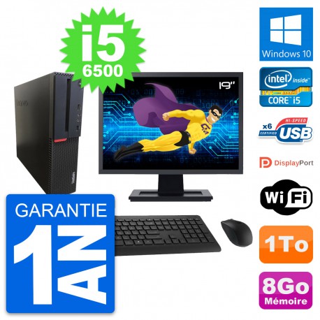 PC Lenovo M700 SFF Ecran 19" Intel i5-6500 RAM 8Go Disque 1To Windows 10 Wifi