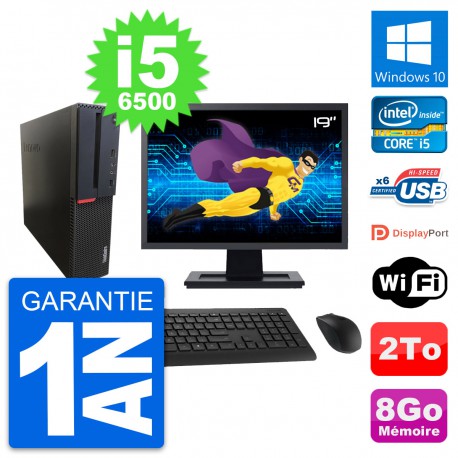 PC Lenovo M700 SFF Ecran 19" Intel i5-6500 RAM 8Go Disque 2To Windows 10 Wifi