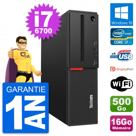 PC Lenovo ThinkCentre M700 SFF i7-6700 RAM 16Go Disque 500Go Windows 10 Wifi