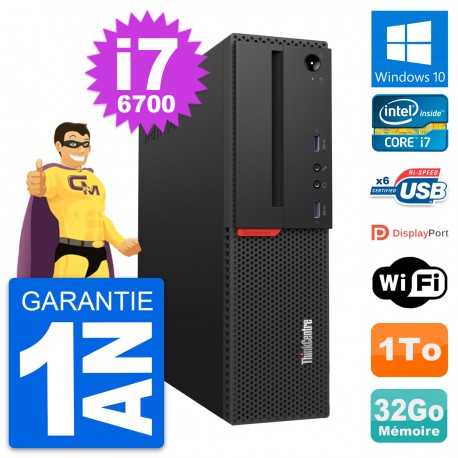 PC Lenovo ThinkCentre M700 SFF Intel i7-6700 RAM 32Go Disque 1To Windows 10 Wifi