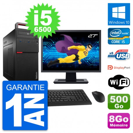 PC Tour Lenovo M700 Ecran 27" Intel i5-6500 RAM 8Go Disque 500Go Windows 10 Wifi