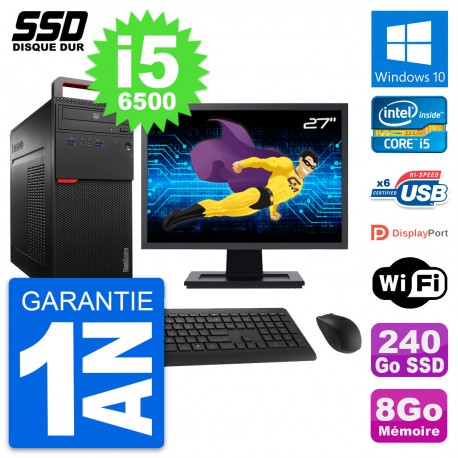 PC Tour Lenovo M700 Ecran 27" Intel i5-6500 RAM 8Go SSD 240Go Windows 10 Wifi