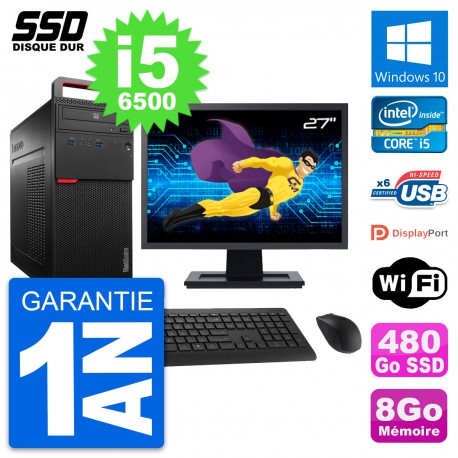 PC Tour Lenovo M700 Ecran 27" Intel i5-6500 RAM 8Go SSD 480Go Windows 10 Wifi